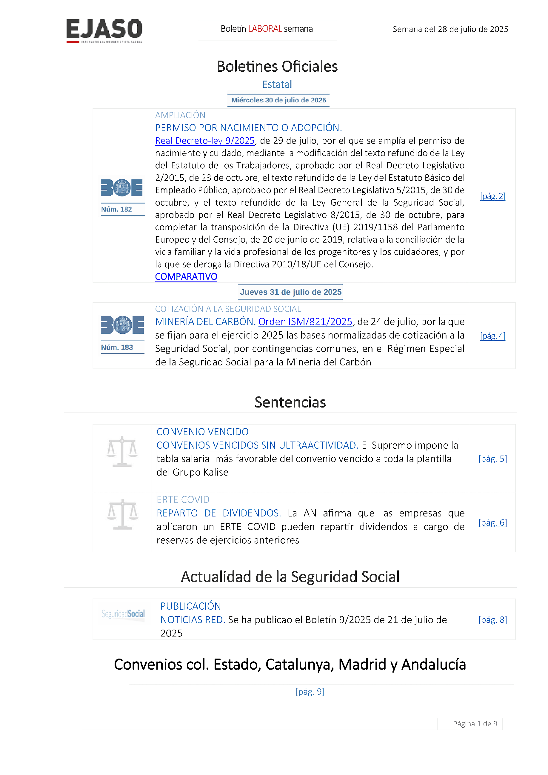 Boletín Laboral 31/07/2025